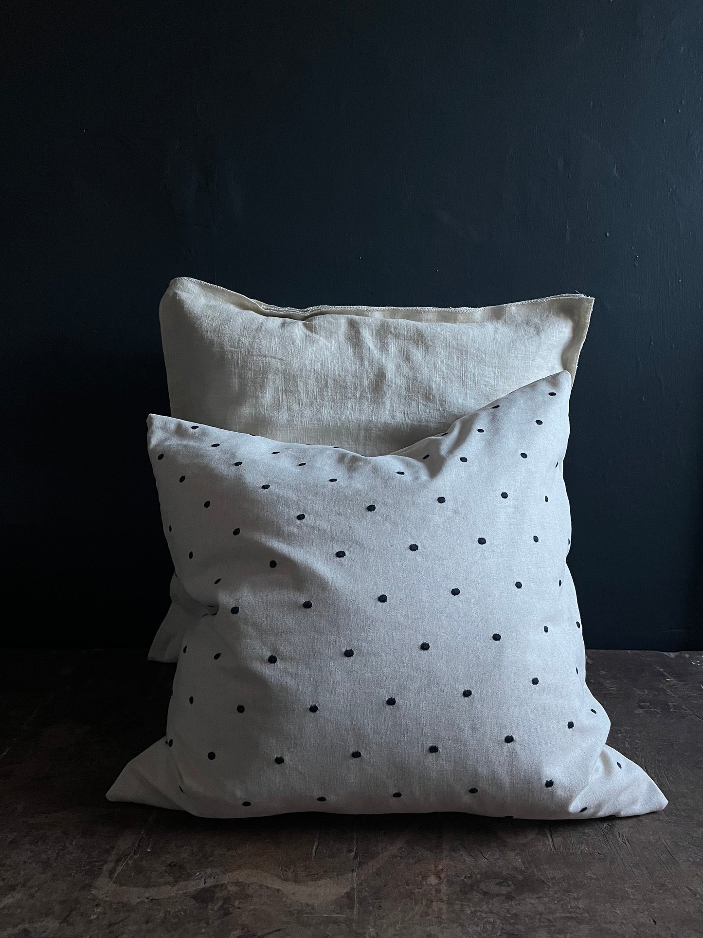 Polka dot spot linen cushion 