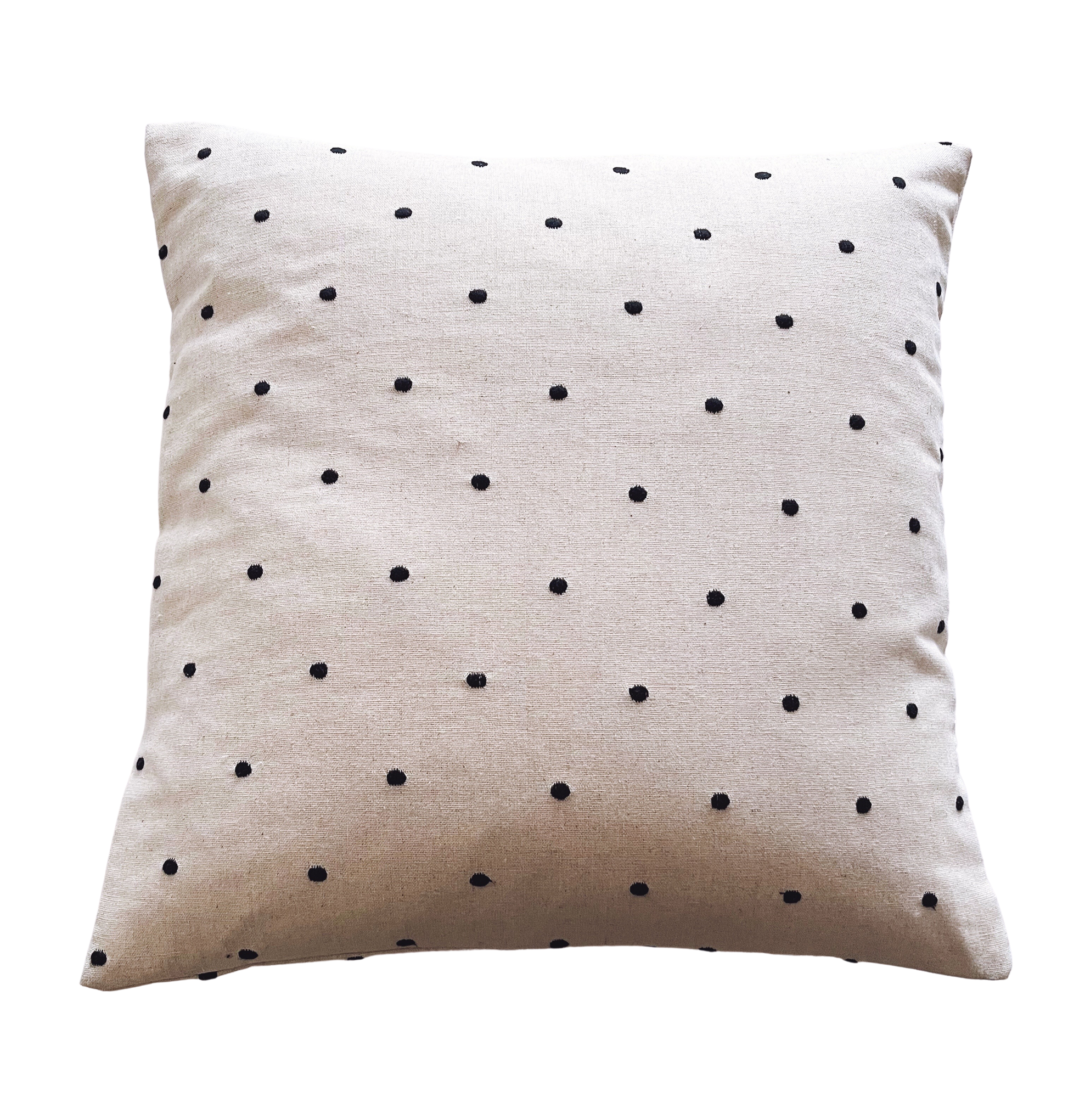 Embroidered dot linen cushion - Walker & Walker