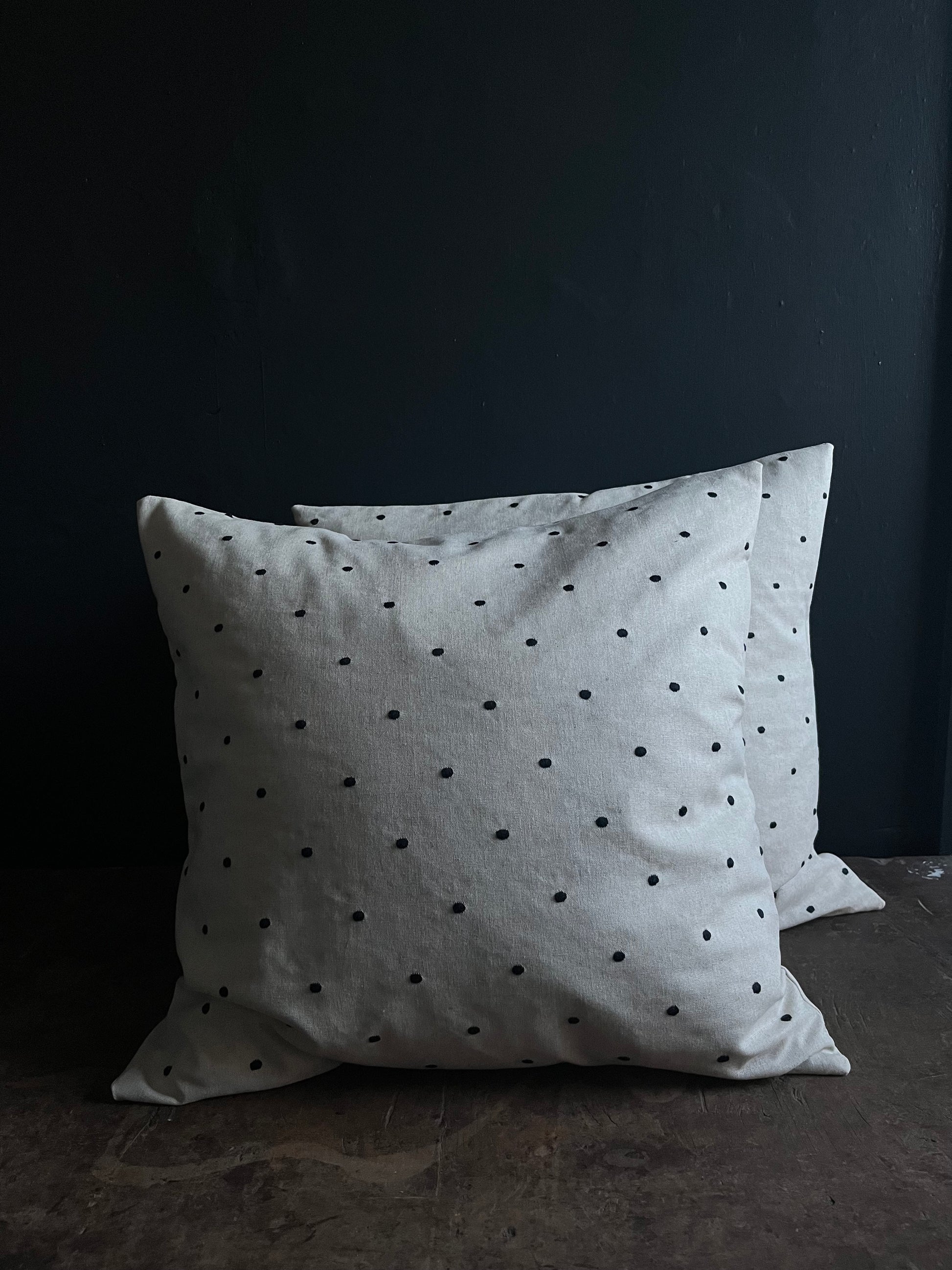 Polka dot spot linen cushion 