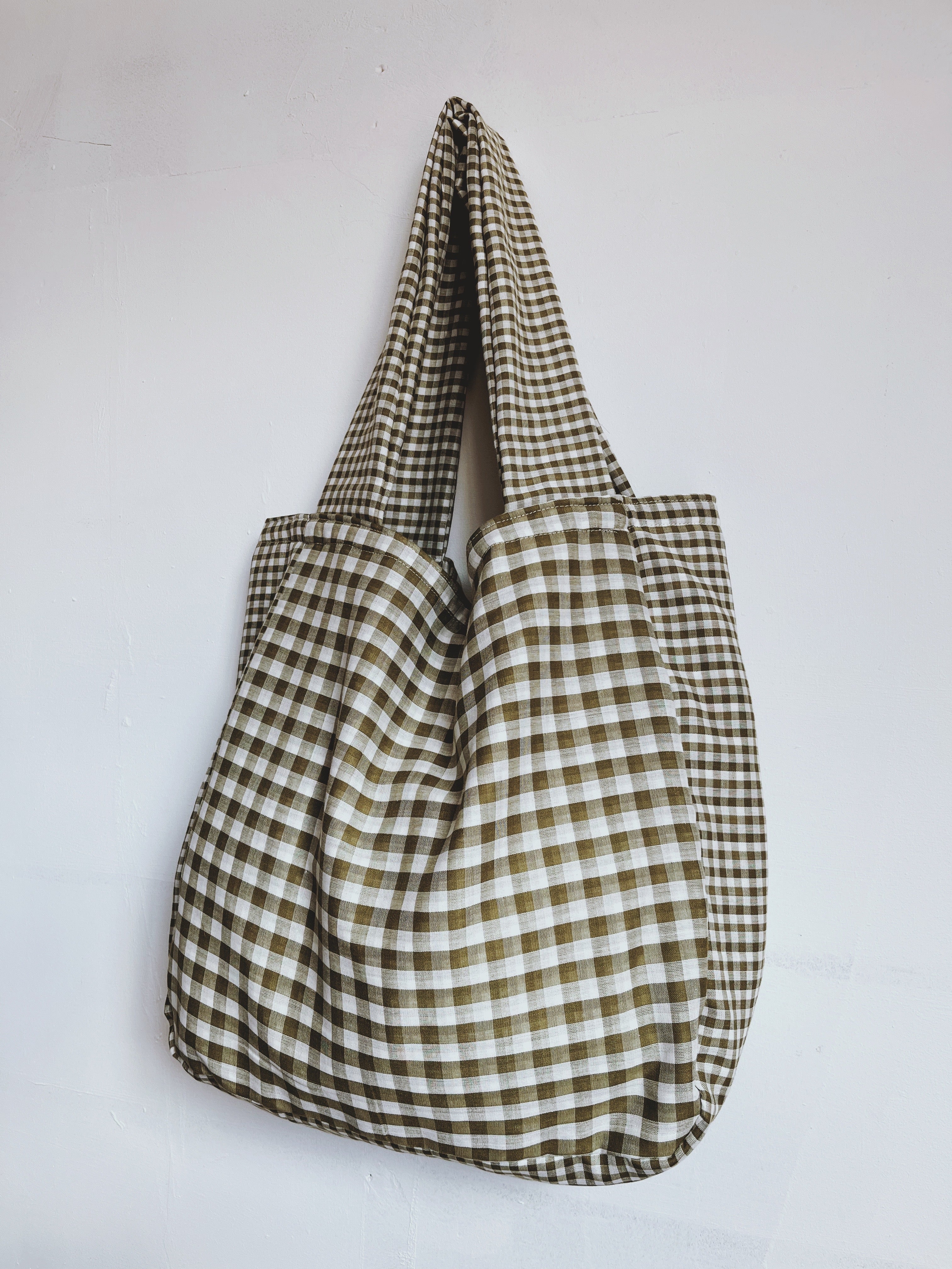 Matcha Green Gingham Shopper bag - IN STOCK - READY TO SHIP