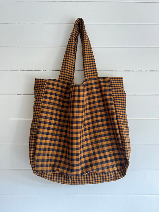 Rust Gingham overnight bag