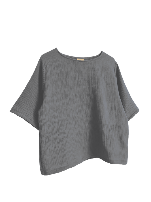 THE SAFFY - short sleeve top - Anthracite grey - READY TO SHIP