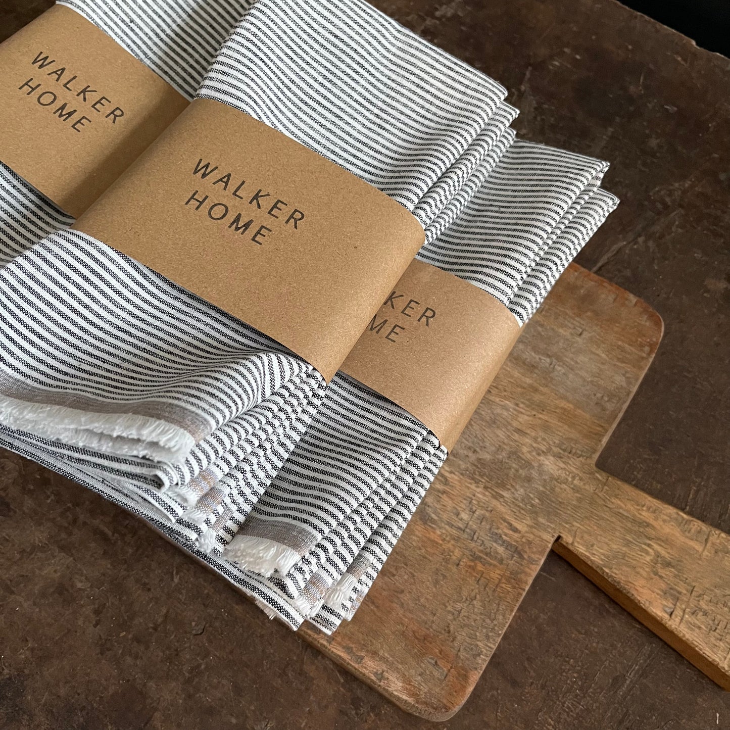 Linen stripe selvedge napkin - (pair)