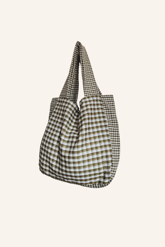 Matcha Gingham overnight bag