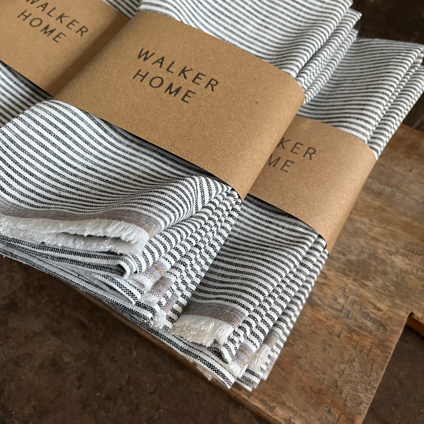 Linen stripe selvedge napkin - (pair)