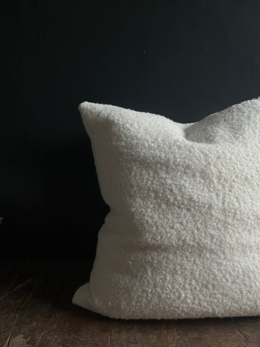 Boucle Wool Cushion - White - Walker & Walker