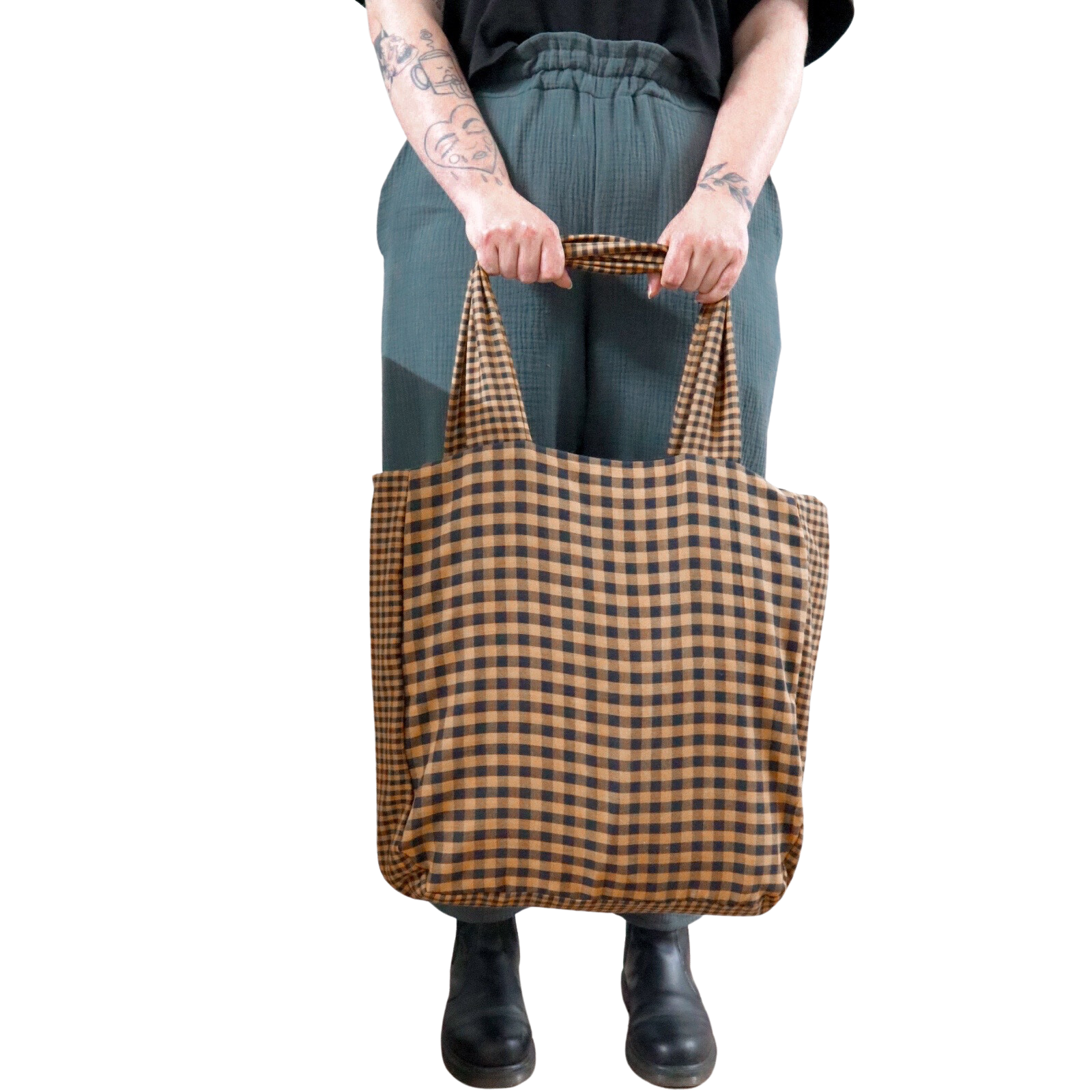Ginger Gingham shopper bag - IN STOCK - READY TO SHIP - Walker & Walker