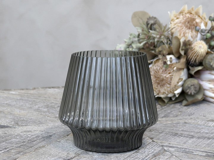 Chic Antique - Glass Grooved Vase - SALE - WAS £29.00 NOW £14.50*